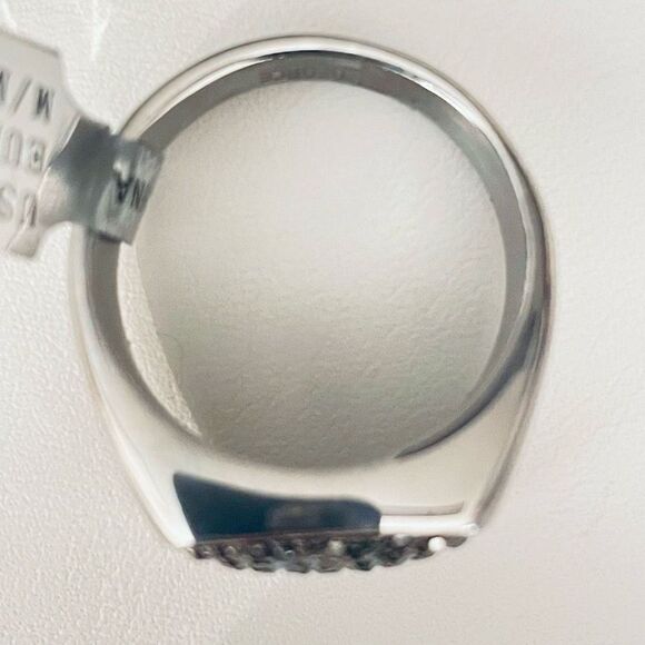 NWT Gorgeous Silver Men Ring Sz 11 EDFORCE Stainless Steel with Silver Cristals - Picture 10 of 12